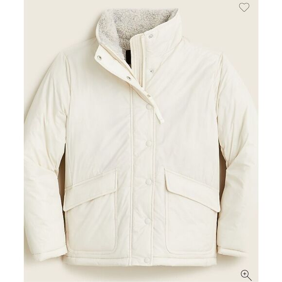 NWOT J Crew Sherpa-lined puffer jacket with PrimaLoft, Med $248 - Picture 1 of 6